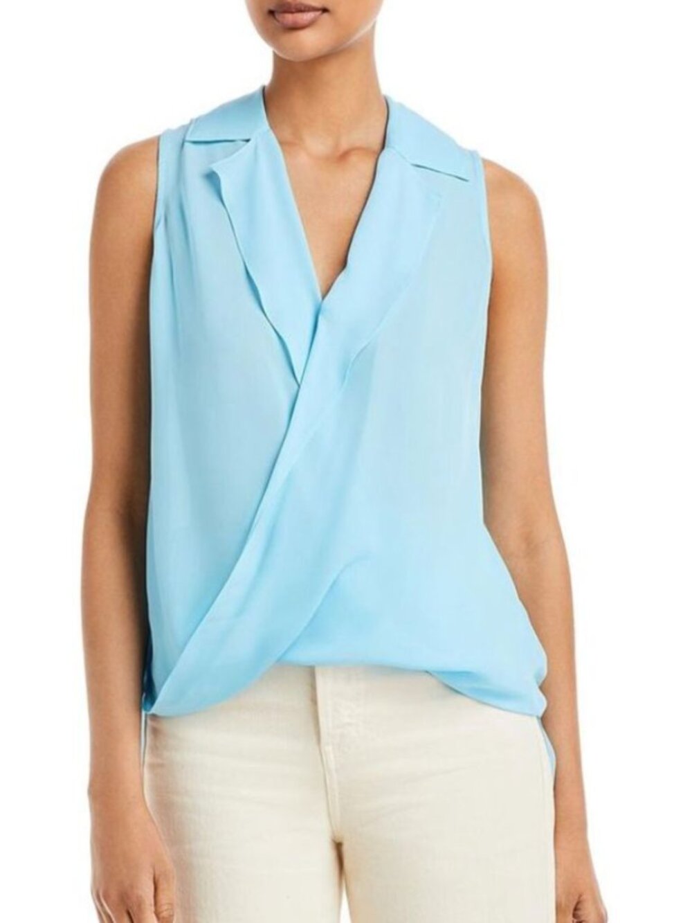 L'AGENCE Womens Blue High-Low Illusion Tank Top